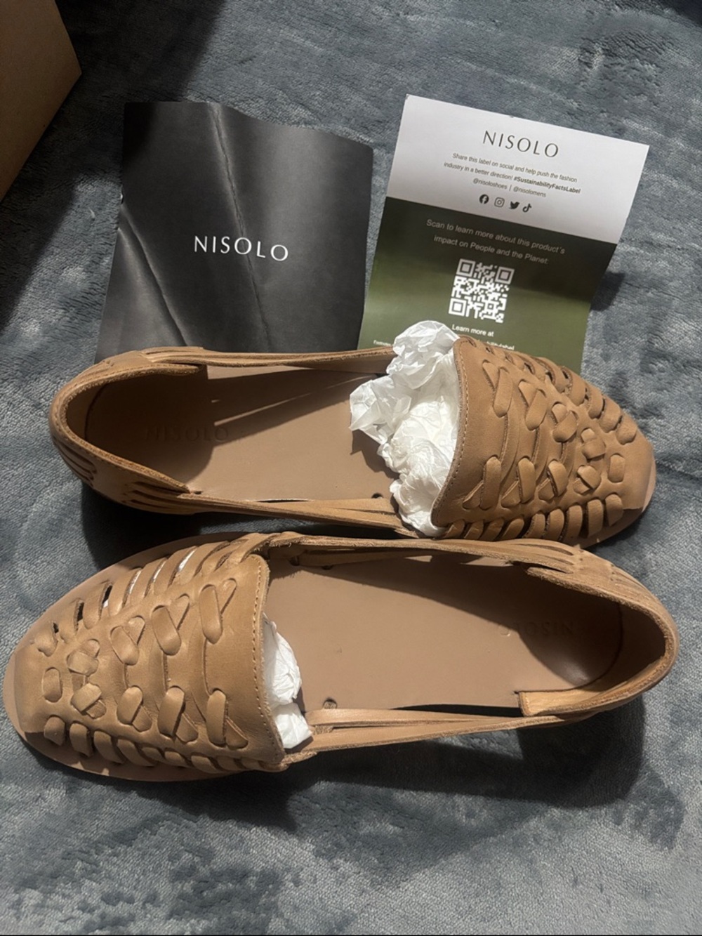 Nisolo Tan Woven Leather Slip-On Sandals